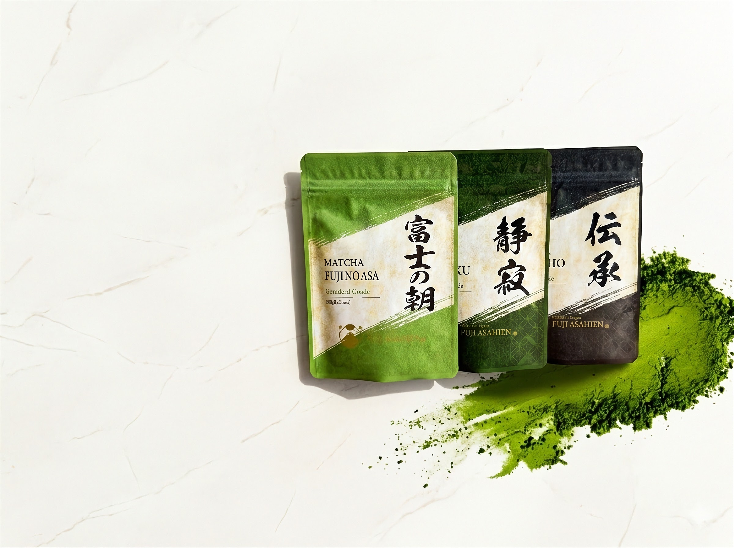 Lush green matcha tea fields in Shizuoka, Japan, with mist rolling through the mountains